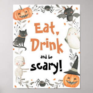 Affiche Symbole de fête d'Halloween Ghost Eat Drink Be Eff