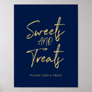 Affiche Symbole de fête Gold & Navy Blue Modern Sweets & T