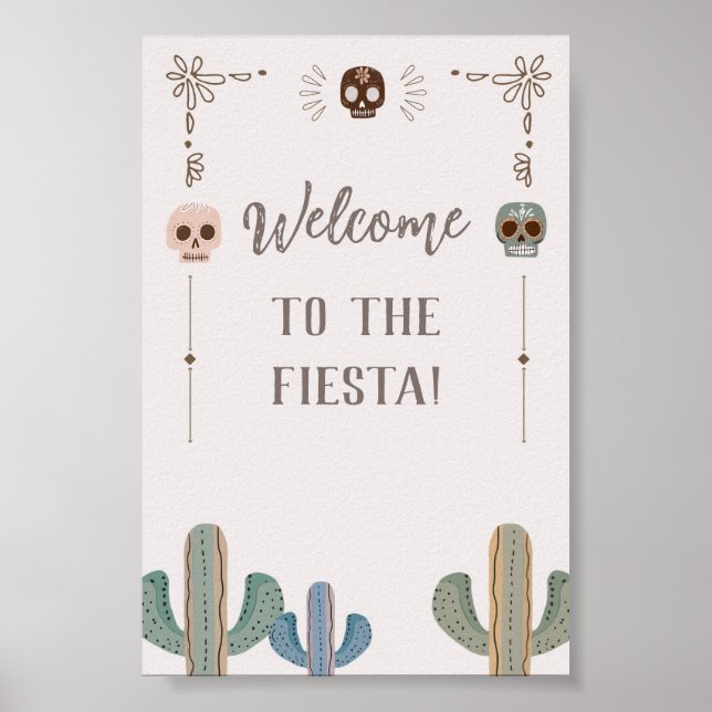 Affiche Symbole de fête personnalisé Cactus du crâne mexic (Devant)