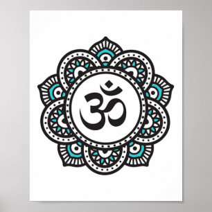 Affiche Symbole de fleur de lotus Om spirituel yoga bouddh