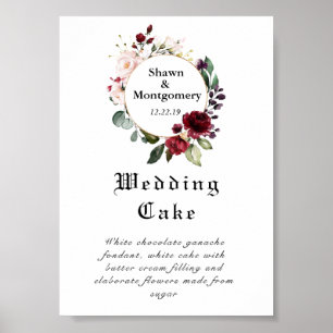 Affiche SYMBOLE DE Gâteau Mariage Bourgogne Rouge