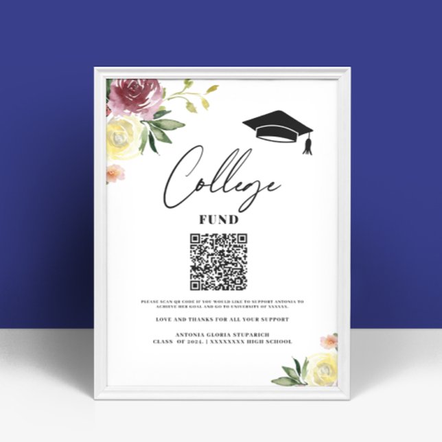 Affiche Symbole de graduation florale du fonds universitai (Créateur téléchargé)