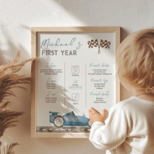 Affiche Symbole de jalon de voiture de course rétro