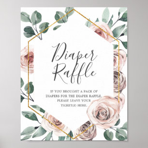 Affiche Symbole de jauge de Baby shower Rose Boho