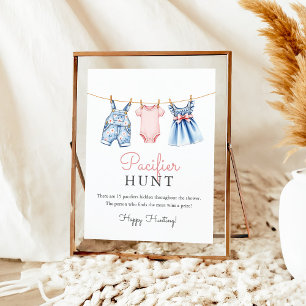 Affiche SYMBOLE DE JEU Baby shower de chasse Jean Pacifier