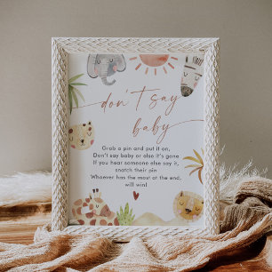 Affiche SYMBOLE DE JEU DE Bébé SAFARI Pas de dire