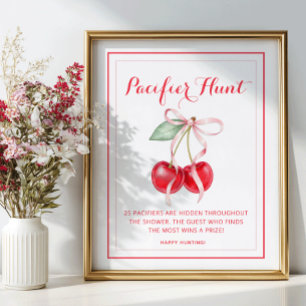 Affiche SYMBOLE DE JEU DE CHASSE Baby shower Cherry