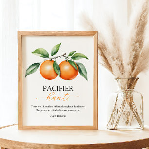 Affiche SYMBOLE DE JEU DE CHASSE Baby shower orange