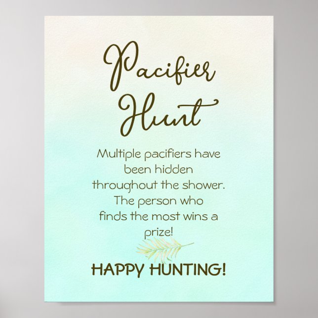 Affiche SYMBOLE DE JEU DE CHASSE Baby shower vert (Devant)