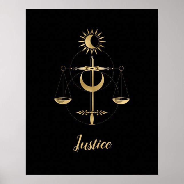 Affiche Symbole de justice du tarot d'or (Devant)