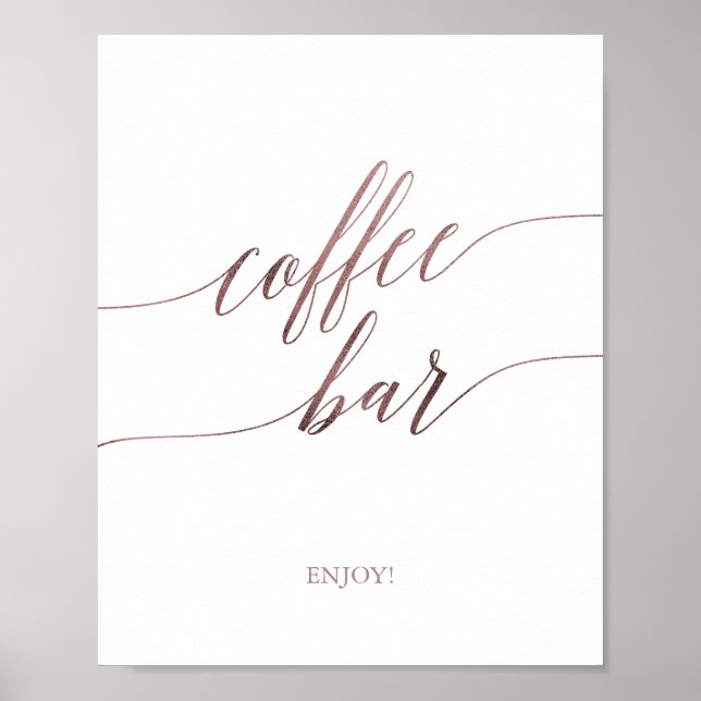 Affiche Symbole de la barre de café élégante Rose Gold Cal (Devant)