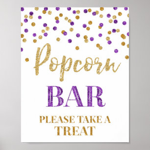Affiche Symbole de la barre de maïs Popcorn Confetti en or
