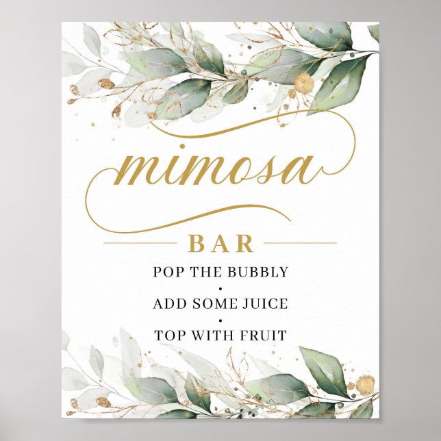 Affiche Symbole de la barre feuille de mimosa en or d'euca (Devant)