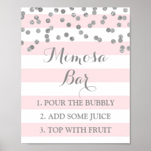 Affiche Symbole de la barre Mimosa Bande Rose Bandes Argen