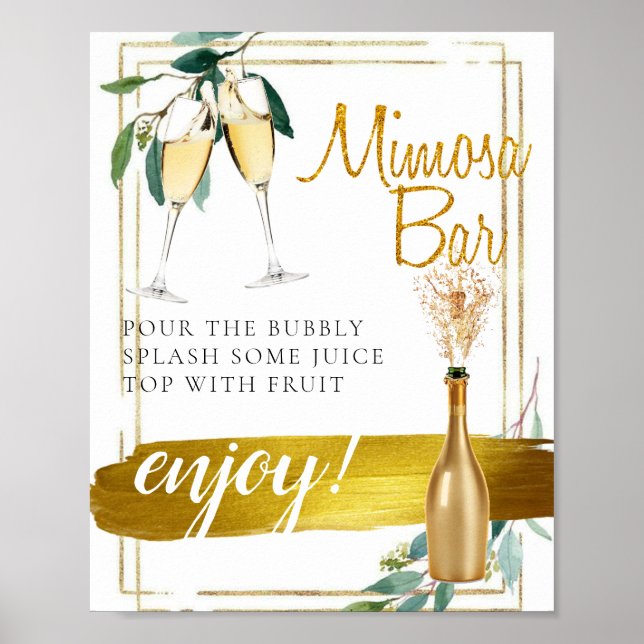 Affiche Symbole de la barre Mimosa de Brunch Élégant de l' (Devant)