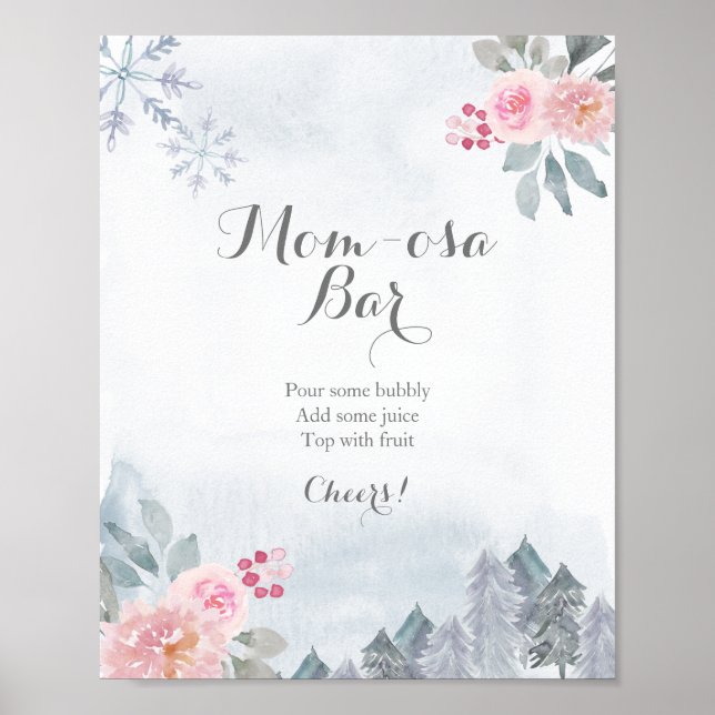 Affiche Symbole de la barre Momosa Rose Floral (Devant)