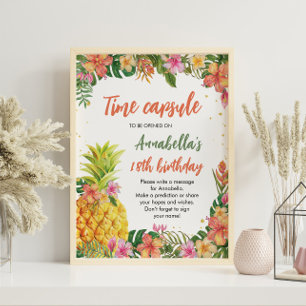 Affiche Symbole de la capsule Tropical Floral Anniversaire