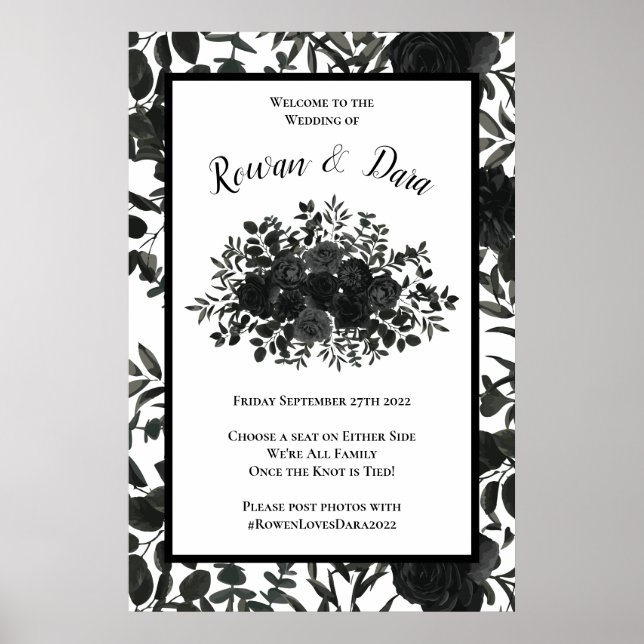 Affiche Symbole de la cérémonie gothique du Mariage Rose b (Devant)