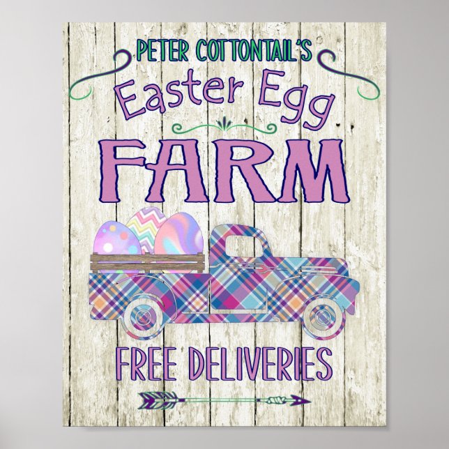 Affiche Symbole de la ferme d'oeufs de Pâques Camion antiq (Devant)