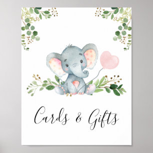 Affiche Symbole de la fête Baby shower de l'éléphant rose