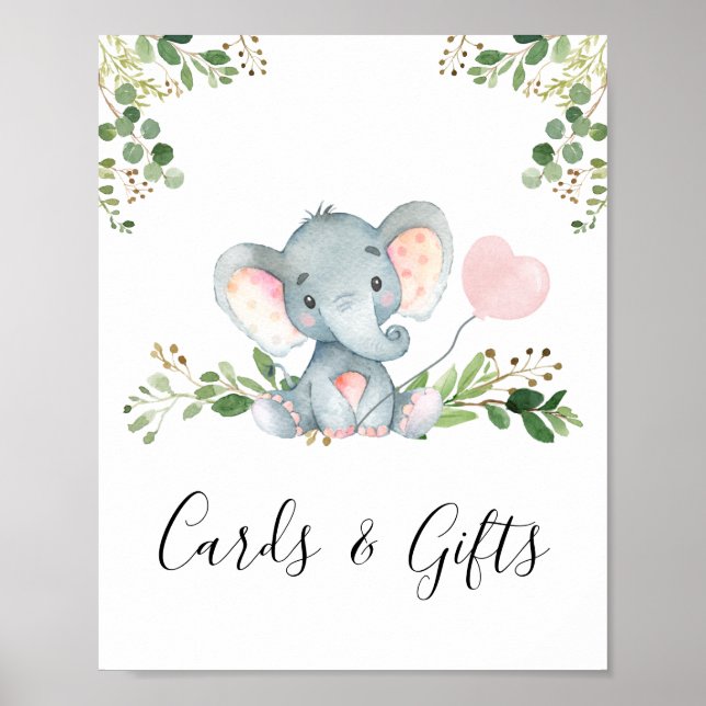 Affiche Symbole de la fête Baby shower de l'éléphant rose  (Devant)