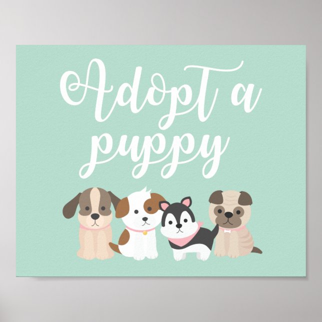 Affiche Symbole de la fête d'anniversaire du chiot Adoptez (Devant)