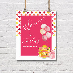 Affiche Symbole de la fête de bienvenue au gâteau rose jau