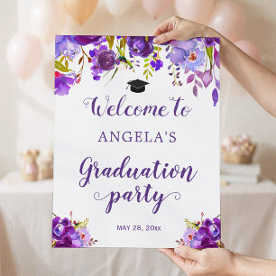 Affiche Symbole de la fête de graduation florale violet ul