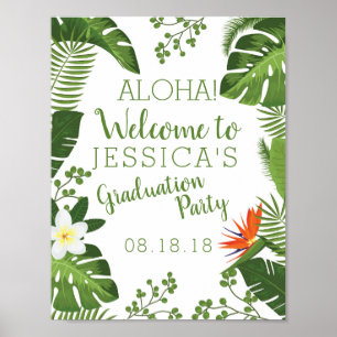 Affiche Symbole de la fête de graduation Tropical Hawaiian