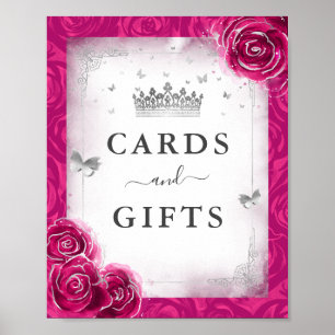 Affiche Symbole de la fête des cartes et cadeaux en argent