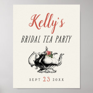 Affiche Symbole de la Fête des mariées de thé vintage de t