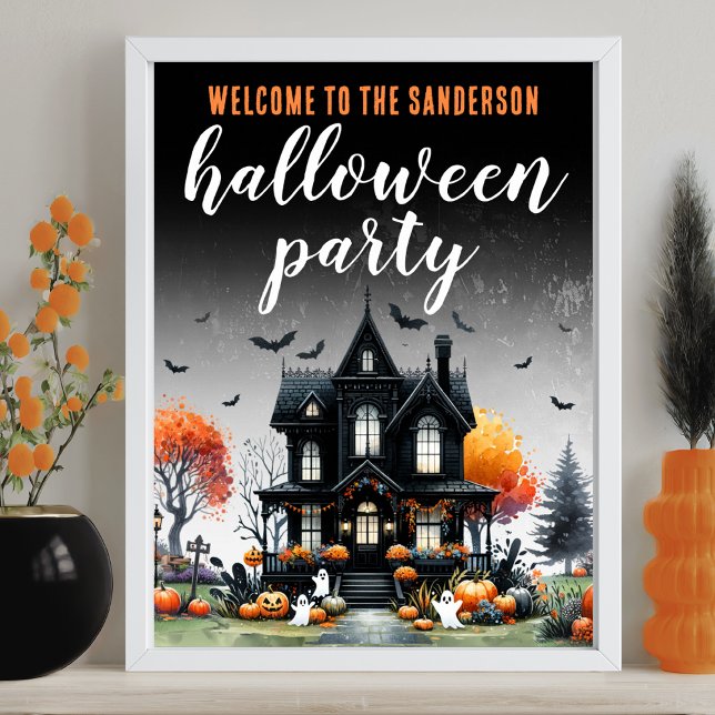 Affiche Symbole de la fête d'Halloween pour adultes (Adult Haunted House Halloween Party Sign)