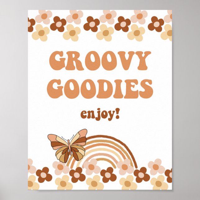 Affiche Symbole de la fête hippie rétro Godies super (Devant)