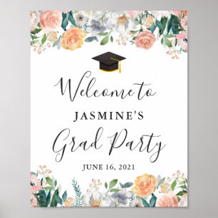 Affiche Symbole de la Fille Garden Rose Floral Graduation 
