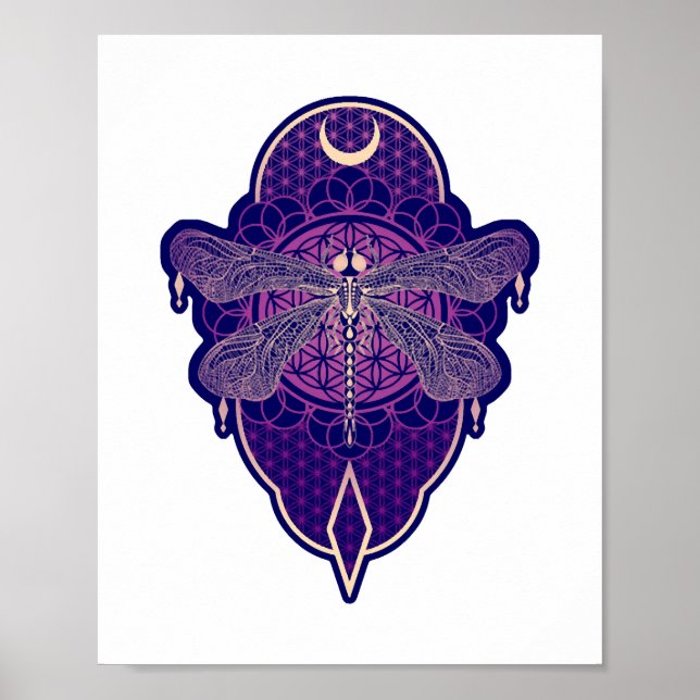 Affiche Symbole de la Fleur Mandala de Vie Géométrique (Devant)
