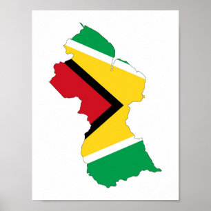 Affiche symbole de la forme du drapeau du pays de guyana