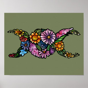 Affiche Symbole de la lune triple fleur béni