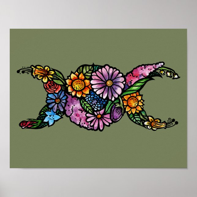 Affiche Symbole de la lune triple fleur béni (Devant)