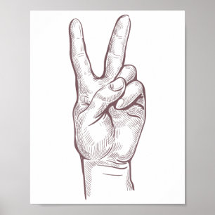 Affiche SYMBOLE DE LA MAIN DE LA Victoire Femmes DE LA Pai