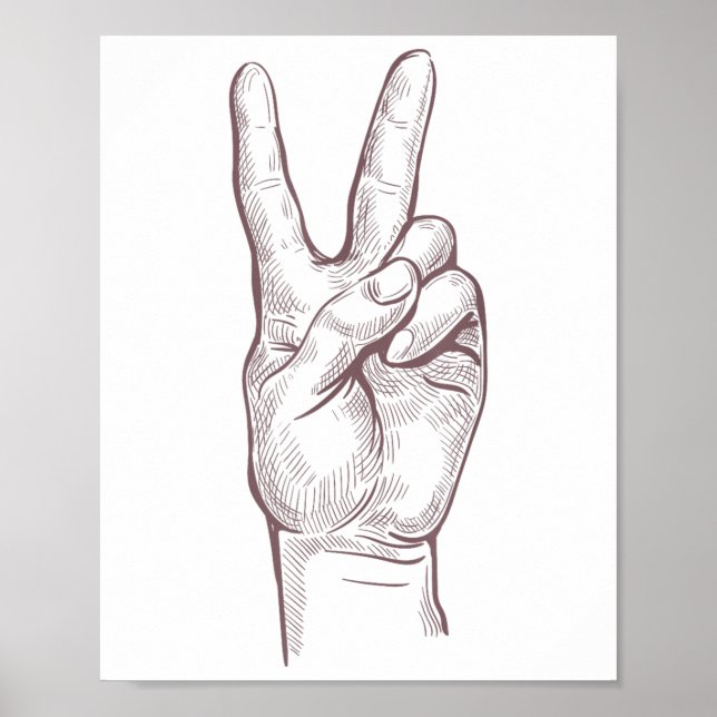 Affiche SYMBOLE DE LA MAIN DE LA Victoire Femmes DE LA Pai (Devant)