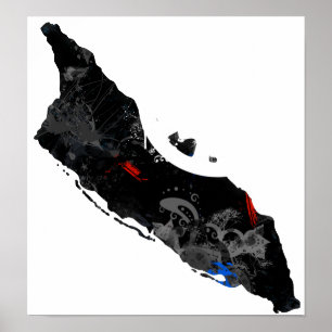 Affiche SYMBOLE DE LA PAIX Aruba avec carte d'Aruba