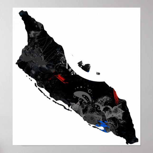 Affiche SYMBOLE DE LA PAIX Aruba avec carte d'Aruba (Devant)