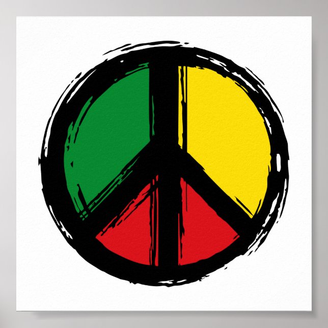 Affiche Symbole de la Paix avec couleurs de la aigrette (Devant)
