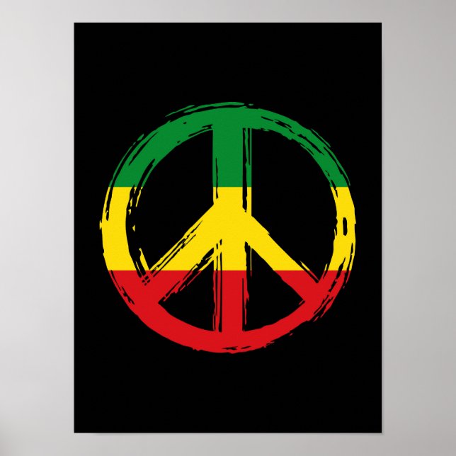 Affiche Symbole de la paix avec des couleurs de reggae (Devant)