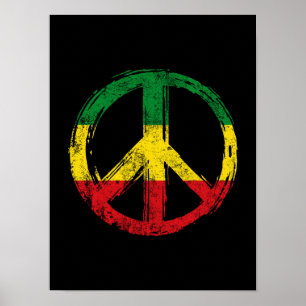 Affiche Symbole de la paix avec des couleurs de reggae