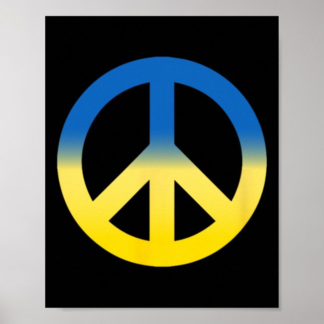 Affiche Symbole de la paix - Couleurs du drapeau de l'Ukra (Devant)