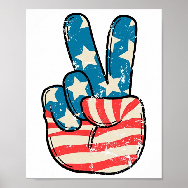 Affiche SYMBOLE DE LA PAIX DU Drapeau Américain 4 juillet  (Devant)