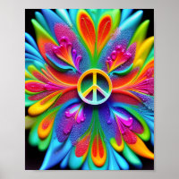 SYMBOLE DE LA PAIX Psychedélique Boho Retro Art