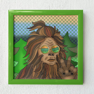 Affiche SYMBOLE DE LA PAIX Sasquatch Retro Bigfoot