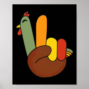 Affiche SYMBOLE DE LA Paix Turquie Mains Drôle Thanksgivin